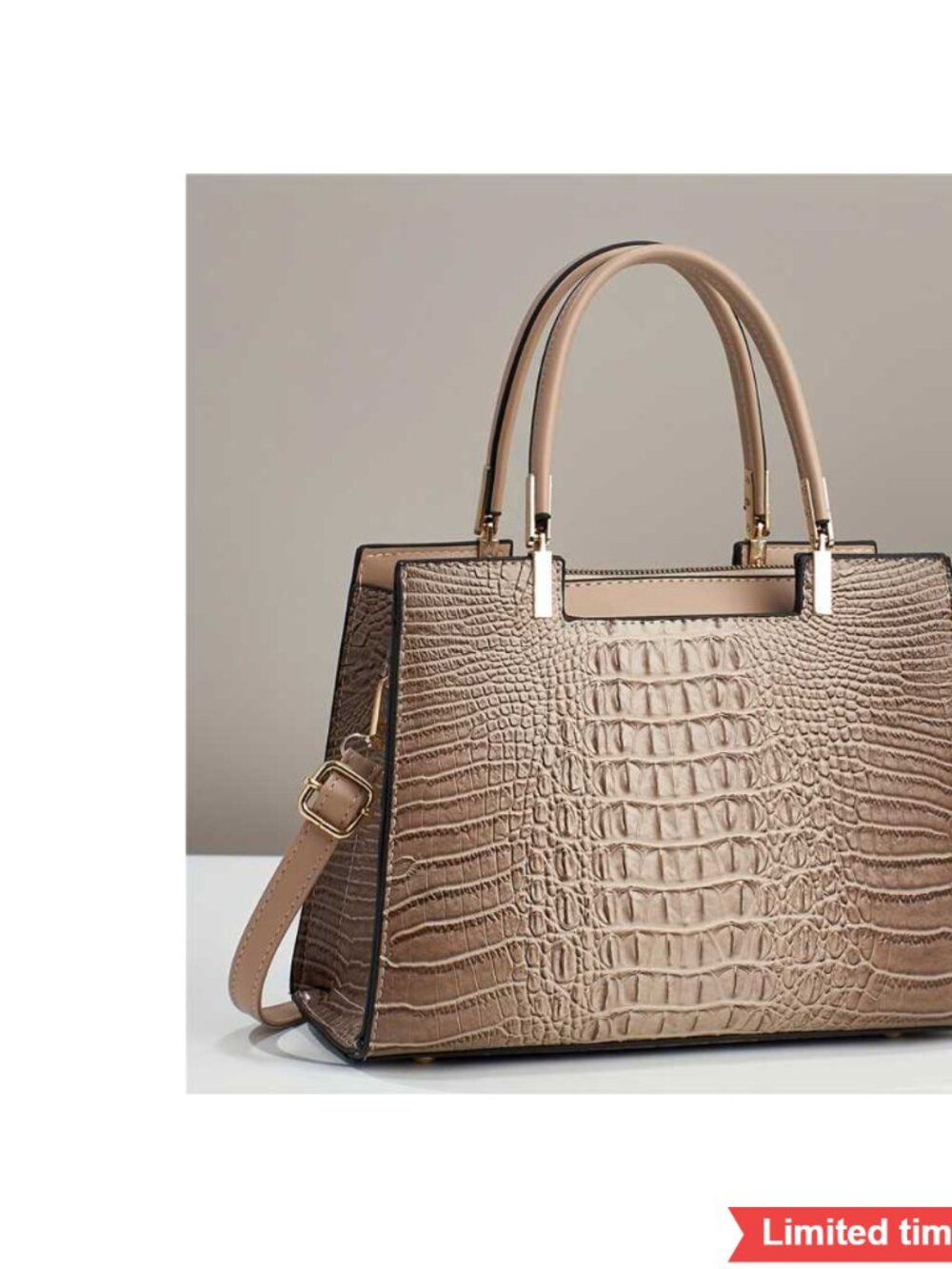 Trendy Embossed Crocodile Pattern Synthetic Leather Handbag with Glossy Finish